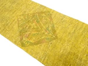 手織り紬　菱に花更紗模様　名古屋帯